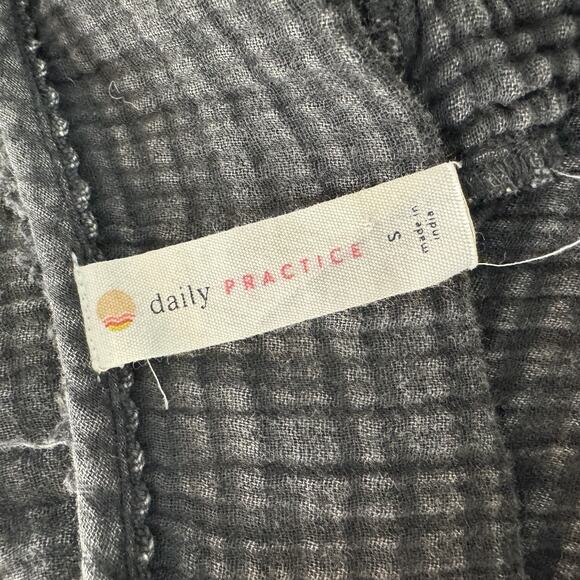 Anthropologie Daily Practice Gauzy Ruffled Top Sz S Gray Boho Cotton Cropped - Picture 5 of 10